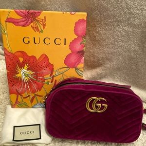 Gucci Purple Marmont Metalasse Velvet Shoulder Bag